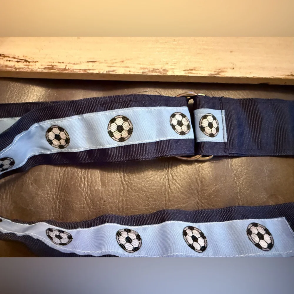 Soccer ⚽️ Ribbon D-Ring Belt (30” inches), Navy
